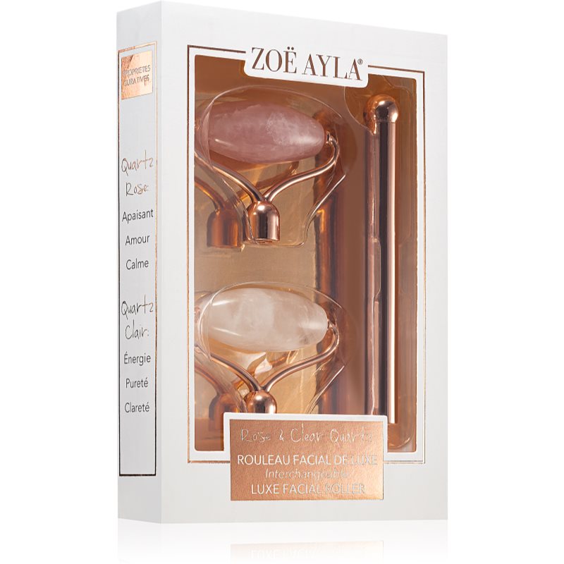 Sleva na Zoë Ayla Luxurious Rose & Clear Quartz Roller masážní váleček na obličej + náhradní hlavice 1 ks - magentka.cz