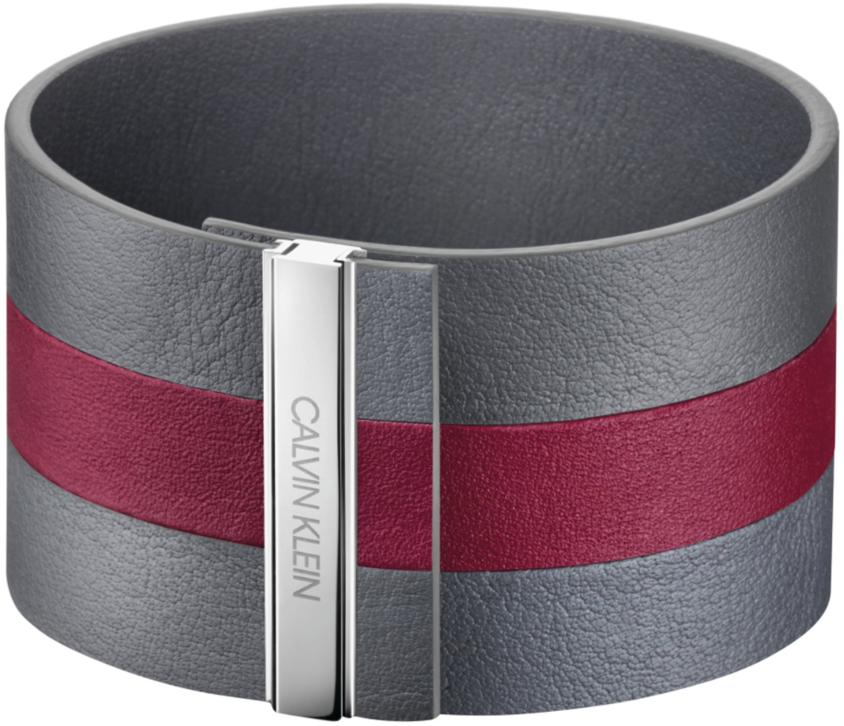Sleva na Calvin Klein Šedočervený kožený náramek Rebel KJ9KAB09010 6 cm - XS - magentka.cz
