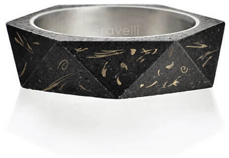 Sleva na Gravelli Stylový betonový prsten Cubist Fragments Edition zlatá/antracitová GJRUFBA005 47 mm - magentka.cz