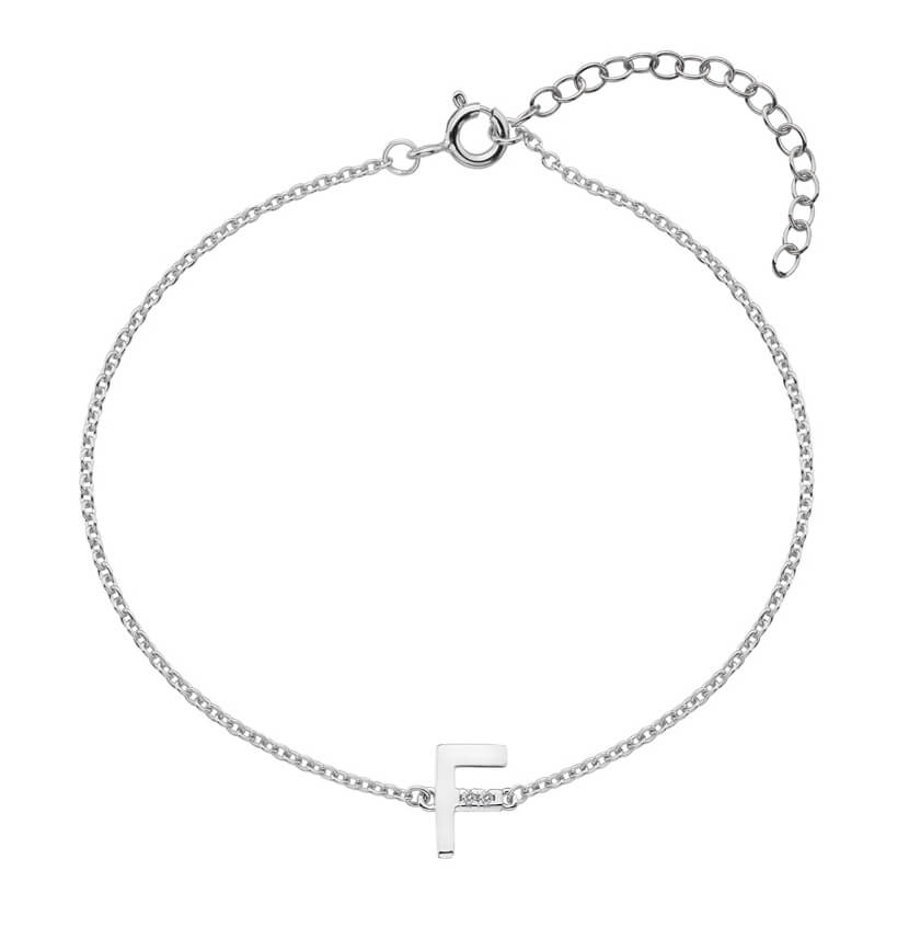 Sleva na Hot Diamonds Stříbrný náramek s brilianty písmeno "F" Love Letters DL617 - magentka.cz