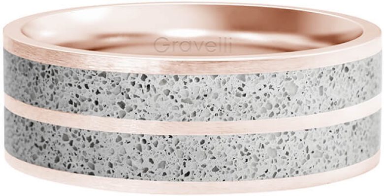 Sleva na Gravelli Betonový prsten Fusion Double line bronzová/šedá GJRWRGG112 53 mm - magentka.cz
